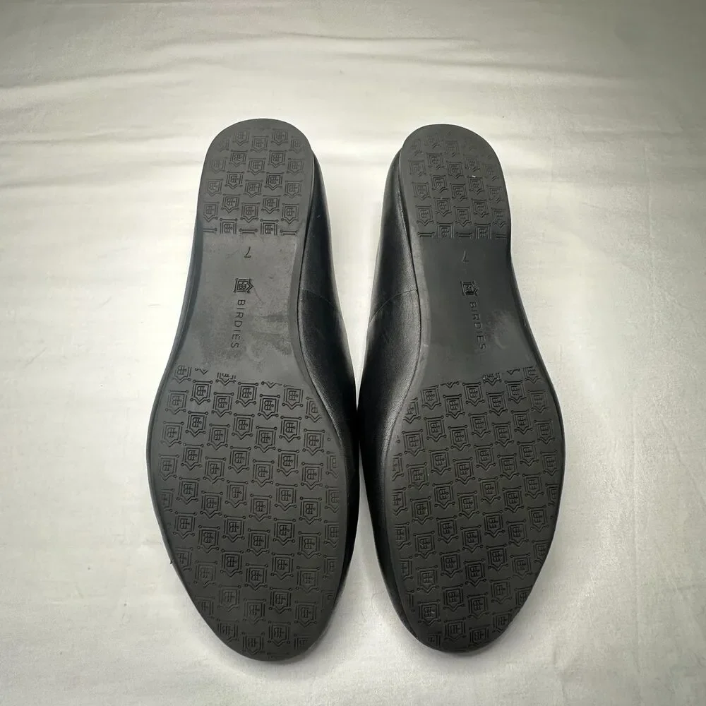 Birdies The Starling Black Leather Slip On Loafers Women's 7 Comfort Chic Luxury - Picture 5 of 9